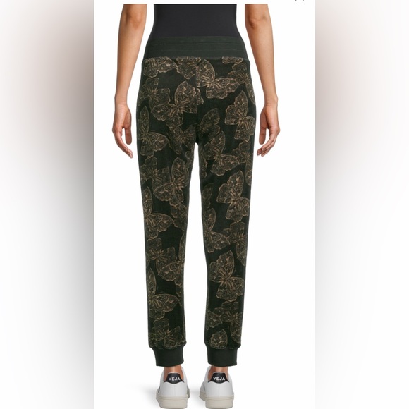 Johnny Was Zuri Modern Velour Sweatpants Black & Butterflies Size X-Large - Picture 4 of 12